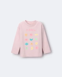 Toddler Girl 'I Feel' Long-Sleeve Relaxed Graphic Tee - Light Pink