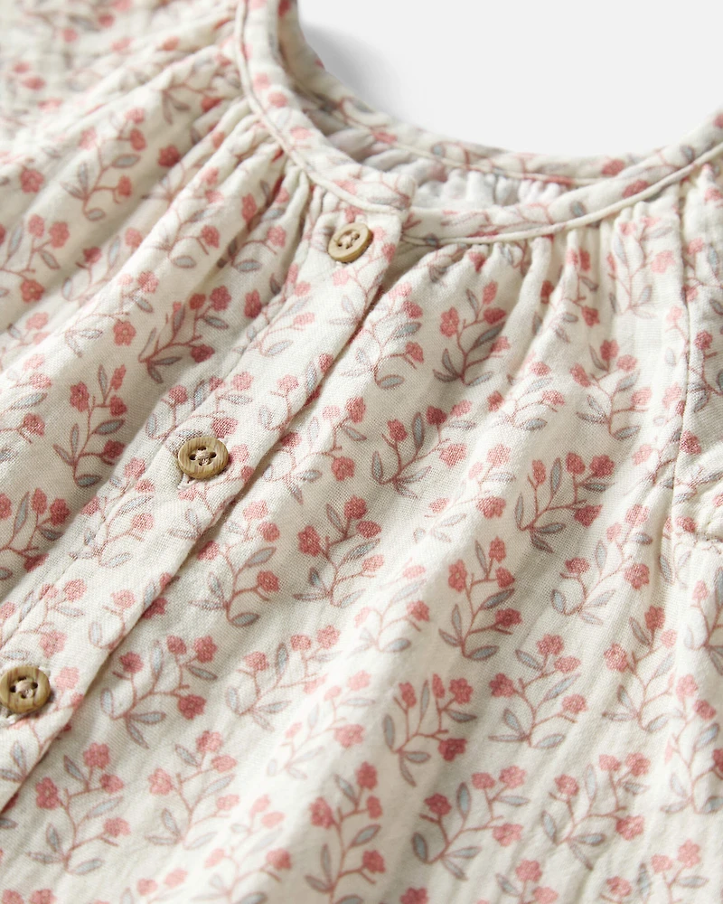 Baby Girl 2-Piece Organic Cotton Gauze Floral-Print Set