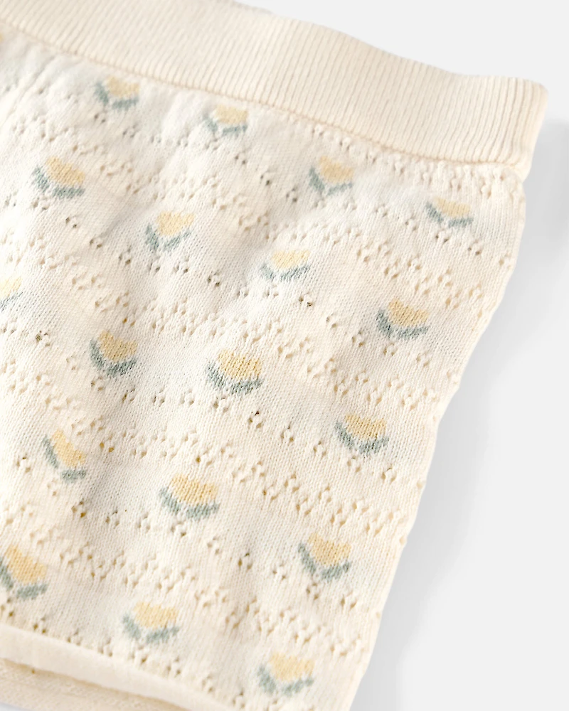 Toddler Girl Organic Cotton Sweater Knit Set in Honey Floral Print