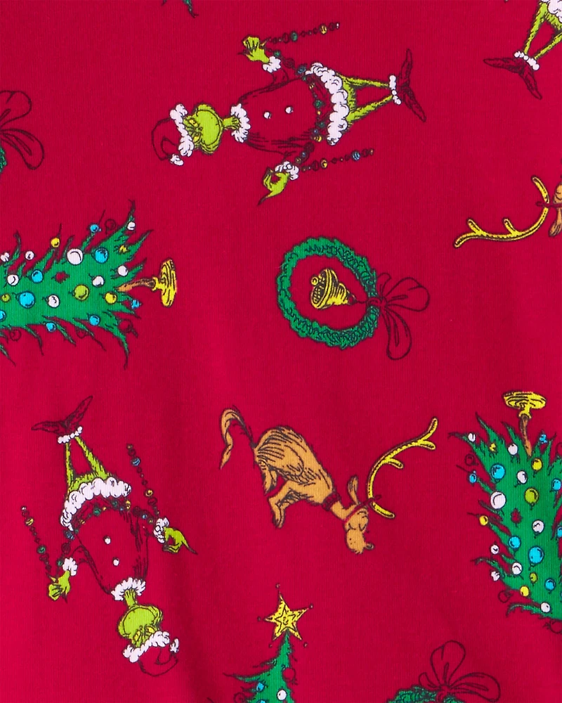 Kid Dr. Seuss™ The Grinch Print 100% Cotton Long-Sleeve Snug Fit 2-Piece Pajamas - Red