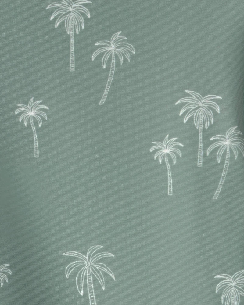 Baby Boy Recycled Long-Sleeve Rashguard Swimsuit in Palm Tree