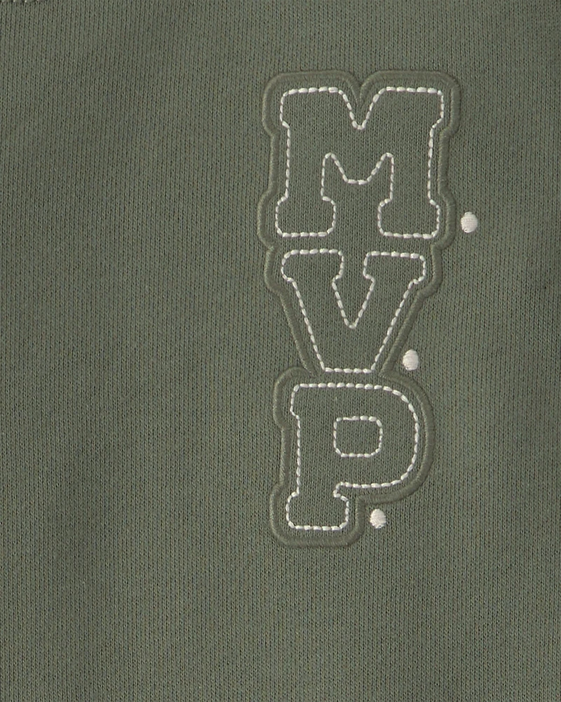 Baby Boy 2-Piece 'MVP' French Terry Long-Sleeve Top & Pant Set - Olive Green