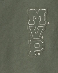 Baby Boy 2-Piece 'MVP' French Terry Long-Sleeve Top & Pant Set - Olive Green