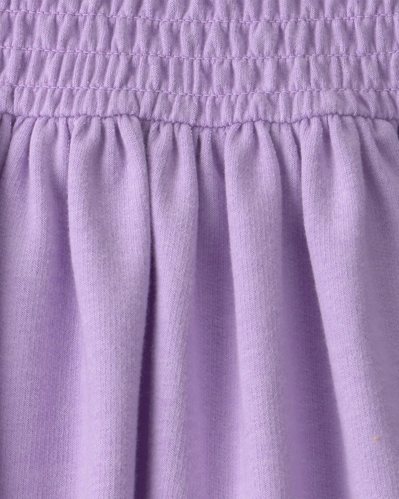 Girls French Terry Smocked Skort - Purple