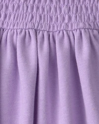 Girls French Terry Smocked Skort - Purple