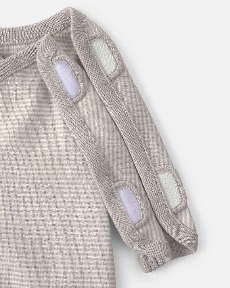 Baby Striped 100% Cotton Sleep & Play Pajama - Grey