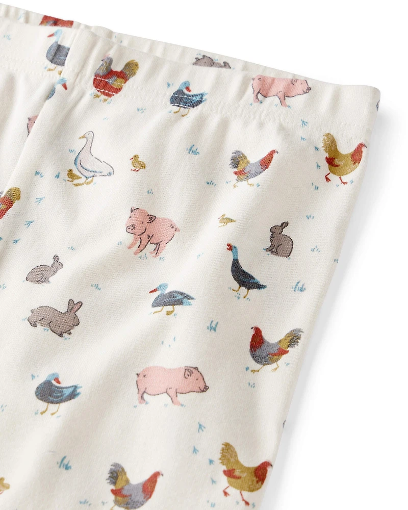 Kid Organic Cotton Pajamas in Farm Friends Print