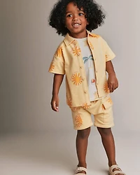 Toddler Dolman Tee in Sandcastle Print - Cream