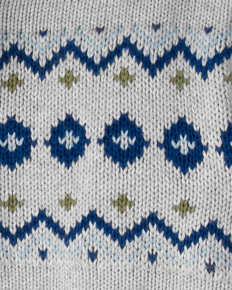 Toddler Boy Recycled Fair Isle Sherpa Sweater Knit Jacket