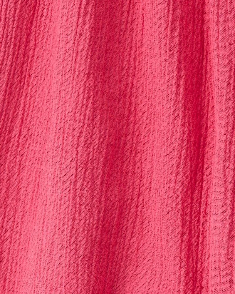 Baby Bow Gauze Jumpsuit - Pink