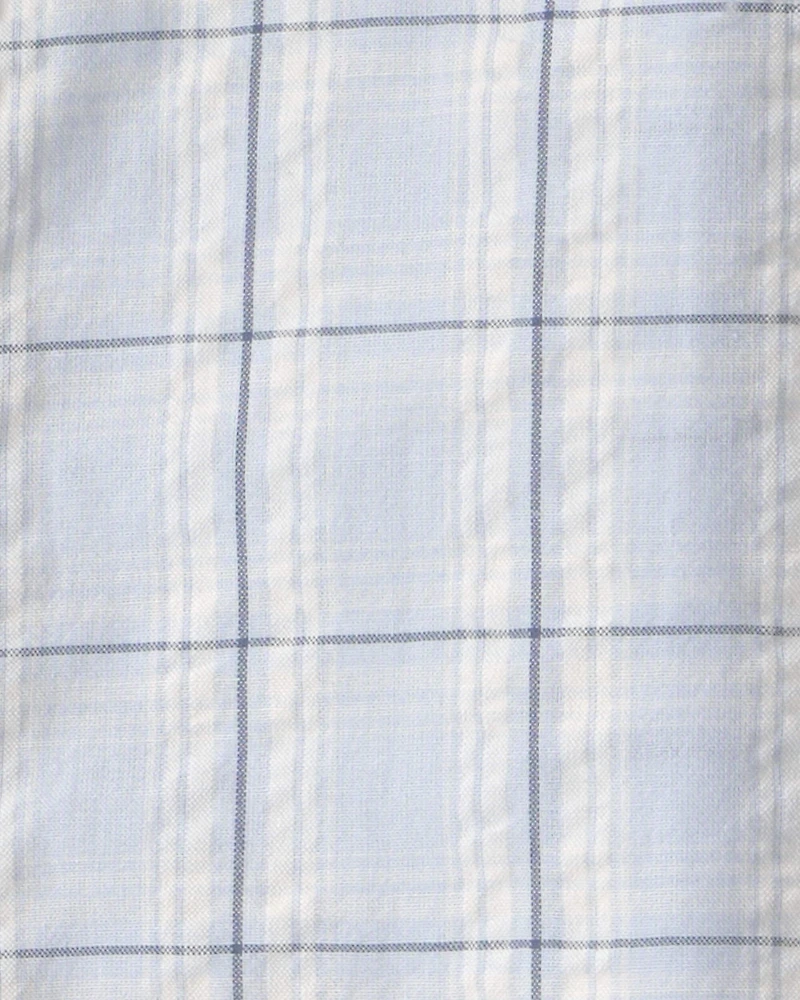 Baby Boy 2-Piece Plaid Shirt & Pant Set - Blue