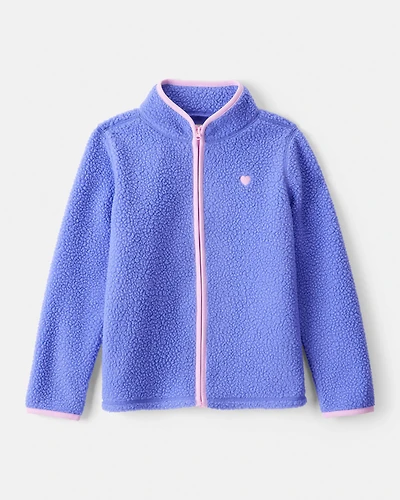 Girls Microfleece Long-Sleeve Zip-Up Jacket - Blue
