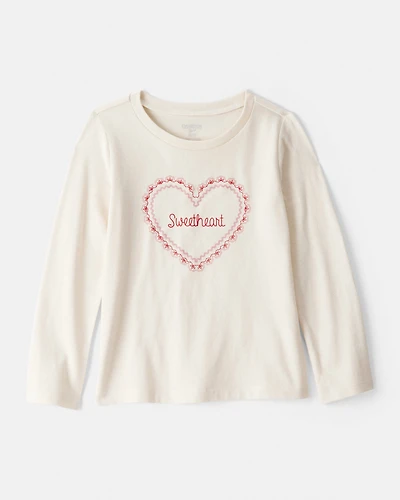 Toddler Girl Sweetheart Long-Sleeve Graphic Tee - Cream