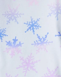Girls Snowflake Print 100% Cotton Long-Sleeve Snug Fit 4-Piece Pajamas - Blue