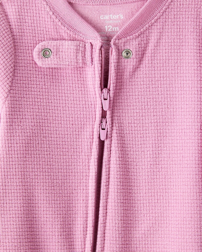Baby Girl Fleece Loose Fit 1-Piece Pajamas-Pink