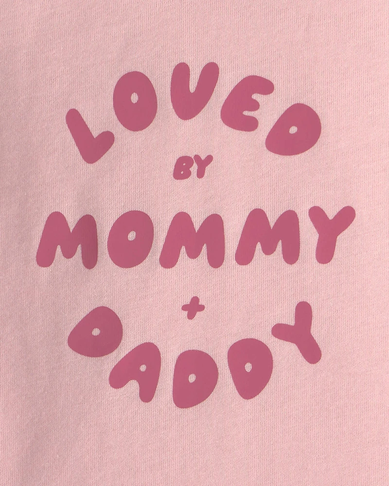 Baby Girl 'Loved By Mommy & Daddy' Long-Sleeve Graphic Bodysuit - Pink