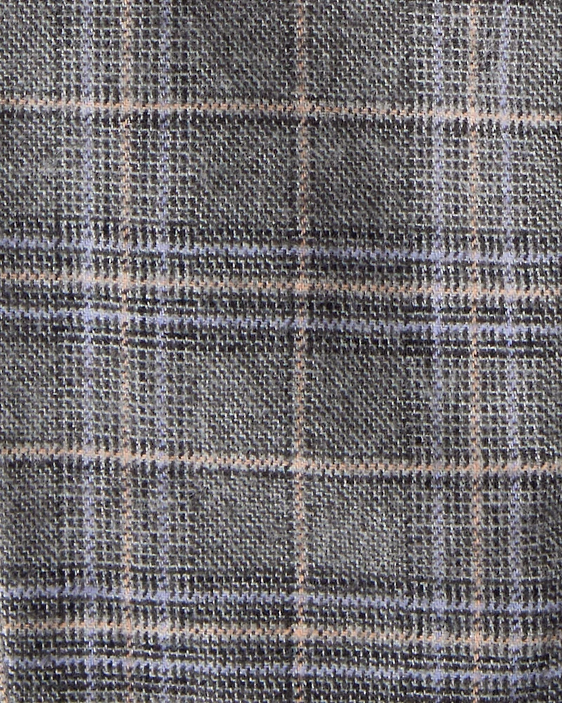 Baby Boy Plaid Cotton Pants With Suspenders - Grey