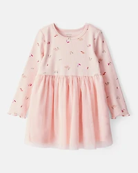 Toddler Girl Floral Print Long-Sleeve Dress - Pink