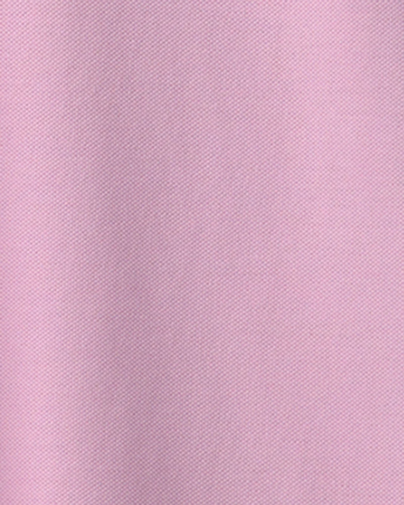 Girls Uniform Piqué Short-Sleeve Dress - Pink