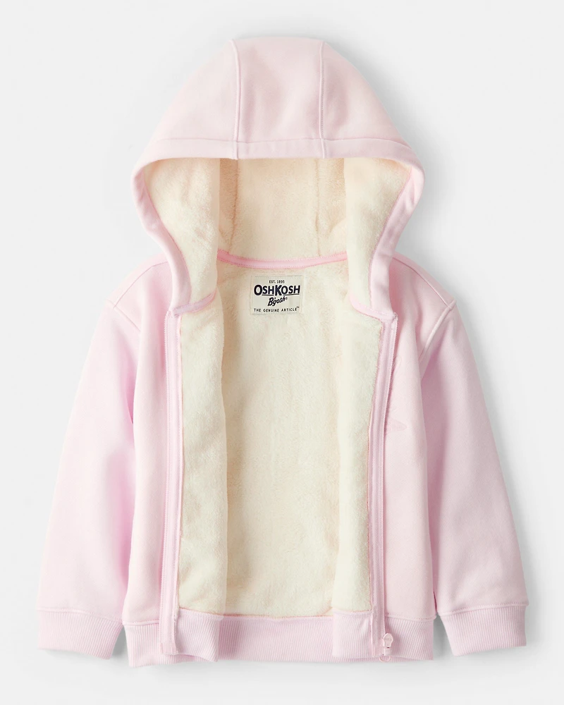 Toddler Girl 2-Piece Hooded Zip-Up Jacket & Joggers Set - Pink