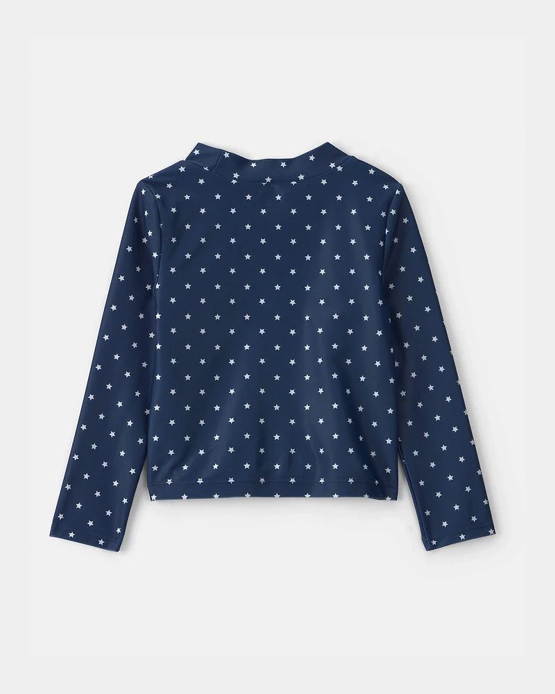 Toddler Girl 3-Piece Fourth of July Rashguard Swimsuit Set - Red/White/Blue