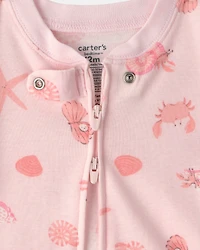 Baby Girl Seashell 100% Cotton Snug Fit 1-Piece Pajama - Pink