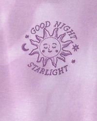 Girls Space Constellation Tie-Dye 100% Cotton Snug Fit 4-Piece Pajama Set - Purple