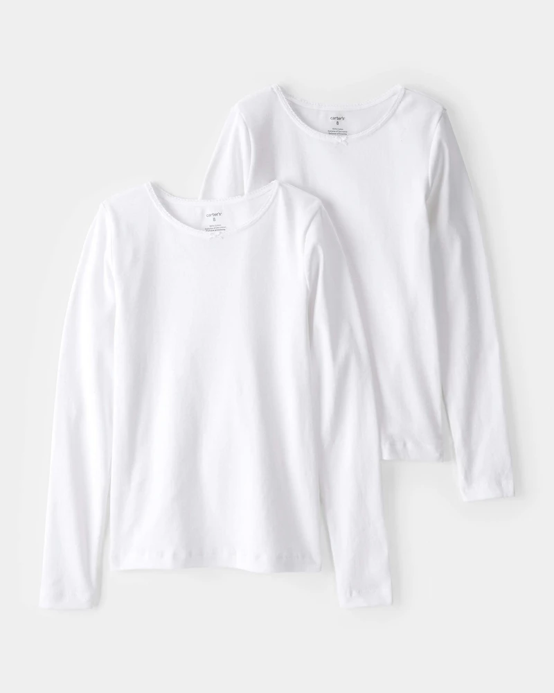 Girls Long-Sleeve Undershirts - White
