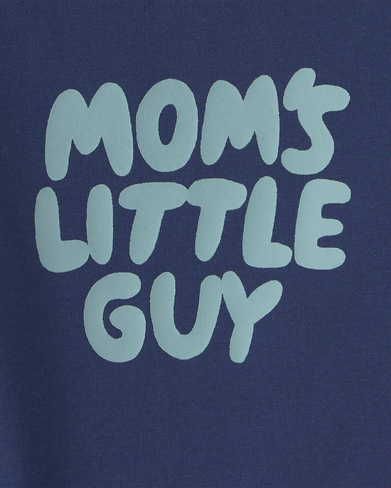 Baby Boy 'Mom's Little Guy' Long-Sleeve Graphic Bodysuit - Navy Blue