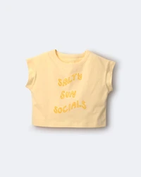 Toddler Girl 'Salty Sun Socials' Boxy Tee - Yellow