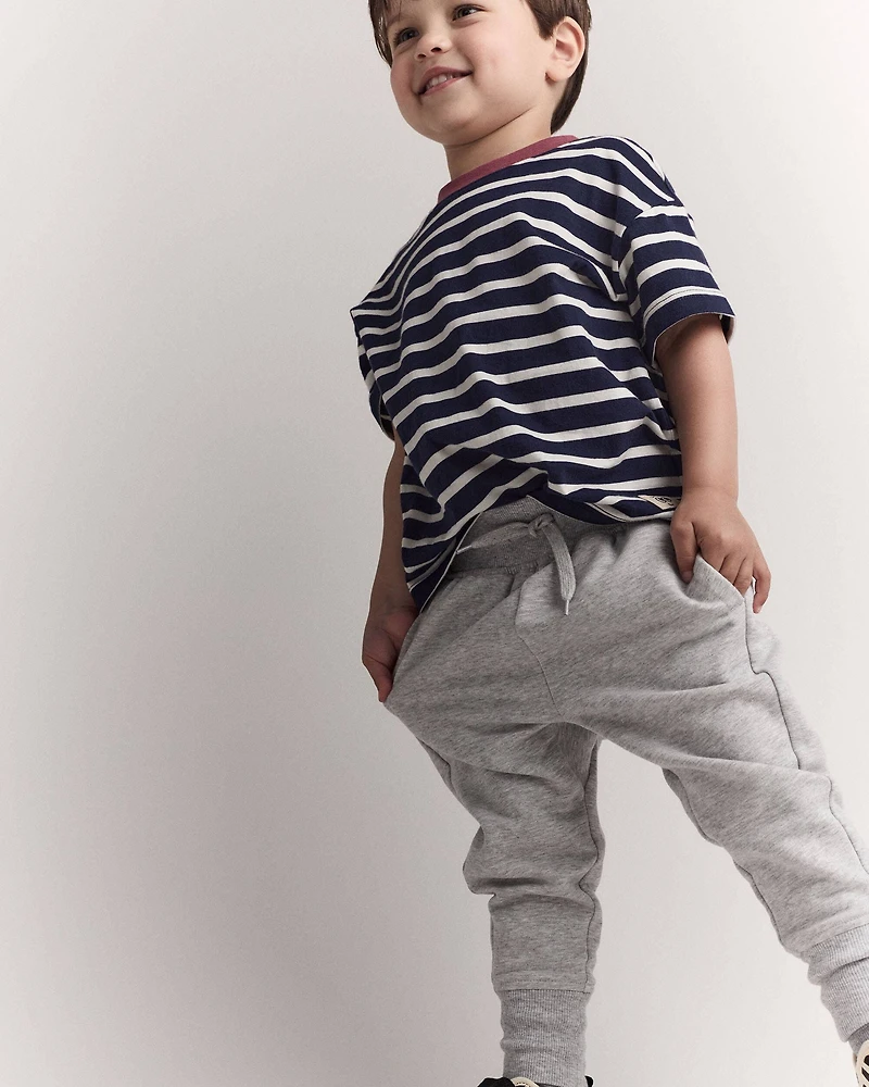 Toddler Striped Short-Sleeve Relaxed Subway Tee - Navy