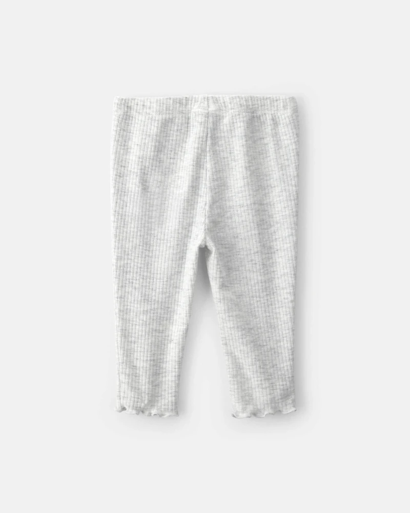 Baby Girl Rib Pull-On Leggings - Grey