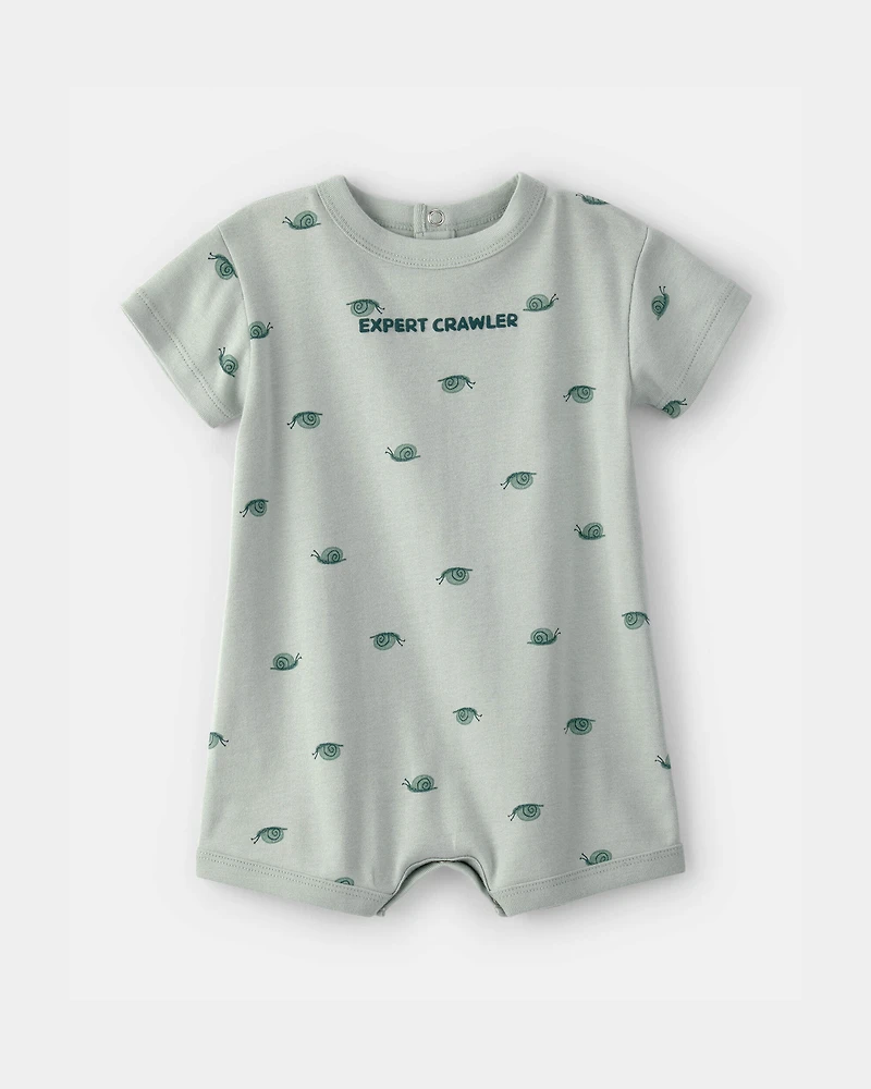 Baby Boy Snail Short-Sleeve Romper - Green