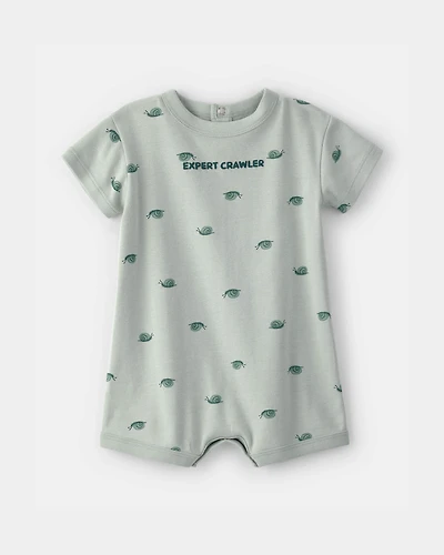 Baby Boy Snail Short-Sleeve Romper - Green