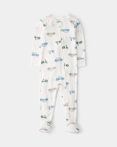 Baby Boy Car Print PurelySoft Footie 1-Piece Pajamas - Ivory