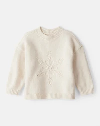 Baby Girl Snowflake Long-Sleeve Sweater - Cream