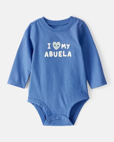 Baby Abuela Long-Sleeve Graphic Bodysuit - Blue