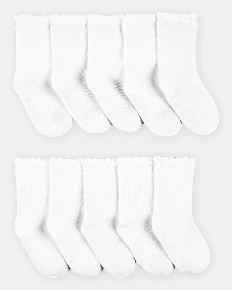 Toddler 10-Pack Scallop Crew Socks
