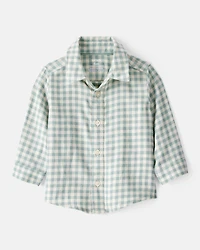 Baby Boy Checkered Print Bodysuit Overall Set - Blue/Green