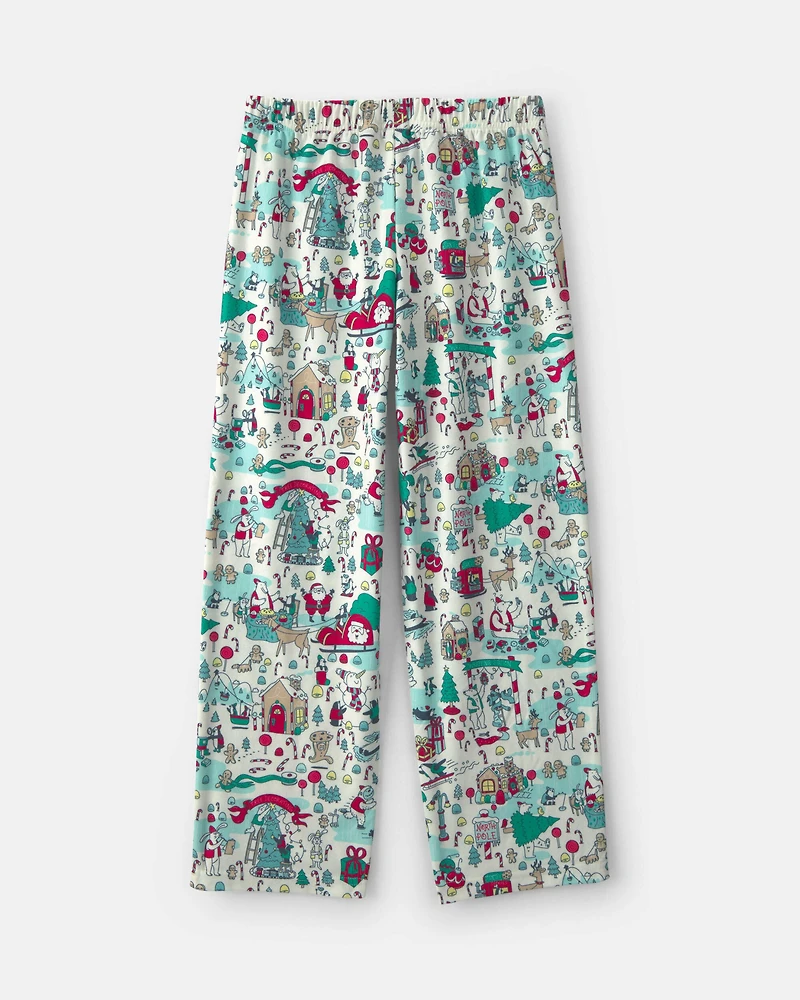 Adult Christmas Scavenger Hunt Fleece Loose Fit Pajama Bottoms