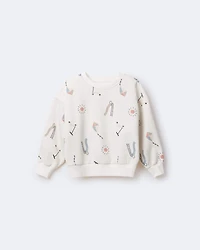 Toddler Dolman-Sleeve Sweatshirt in Park Day Print - Cream