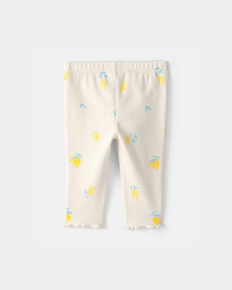 Baby Girl Lemon Rib Pants - Ivory