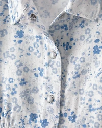 Toddler Girl Floral Button-Up Dress - Blue/White