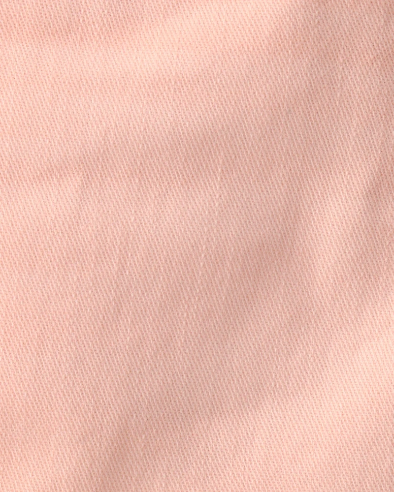 Toddler Girl Eyelet Trim Twill Shorts - Peach