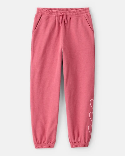 Girls Heart French Terry Joggers - Pink