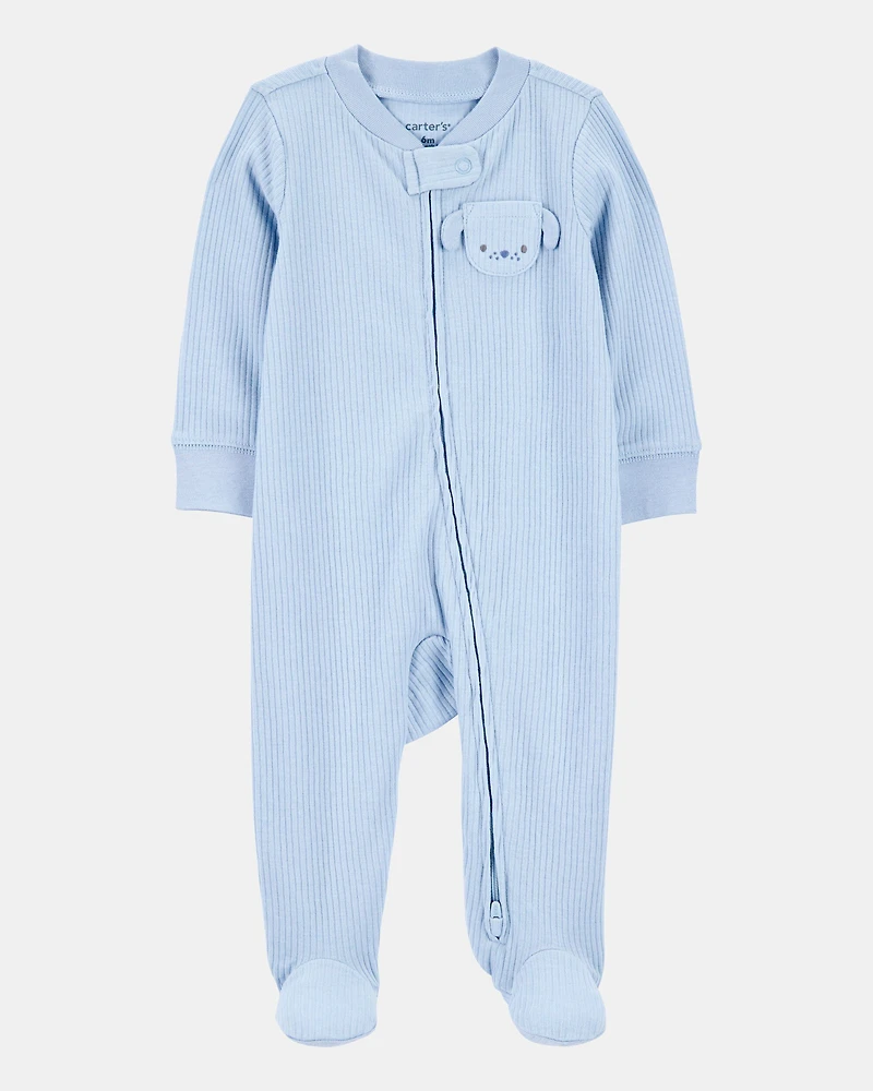 Baby 2-Pack  Ribbed 2-Way Zip Sleep & Play Pajamas - Blue/Green