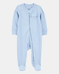 Baby 2-Pack  Ribbed 2-Way Zip Sleep & Play Pajamas - Blue/Green