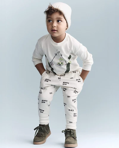 Toddler City Park™ Jogger Pant in Snow Day Print - Cream