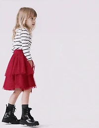 Toddler Girl Avenue Twirl™ Tiered Midi Skirt with Tulle - Red