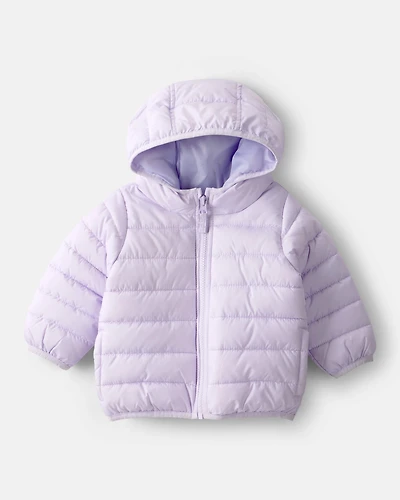 Baby Packable Hooded Puffer Jacket - Purple